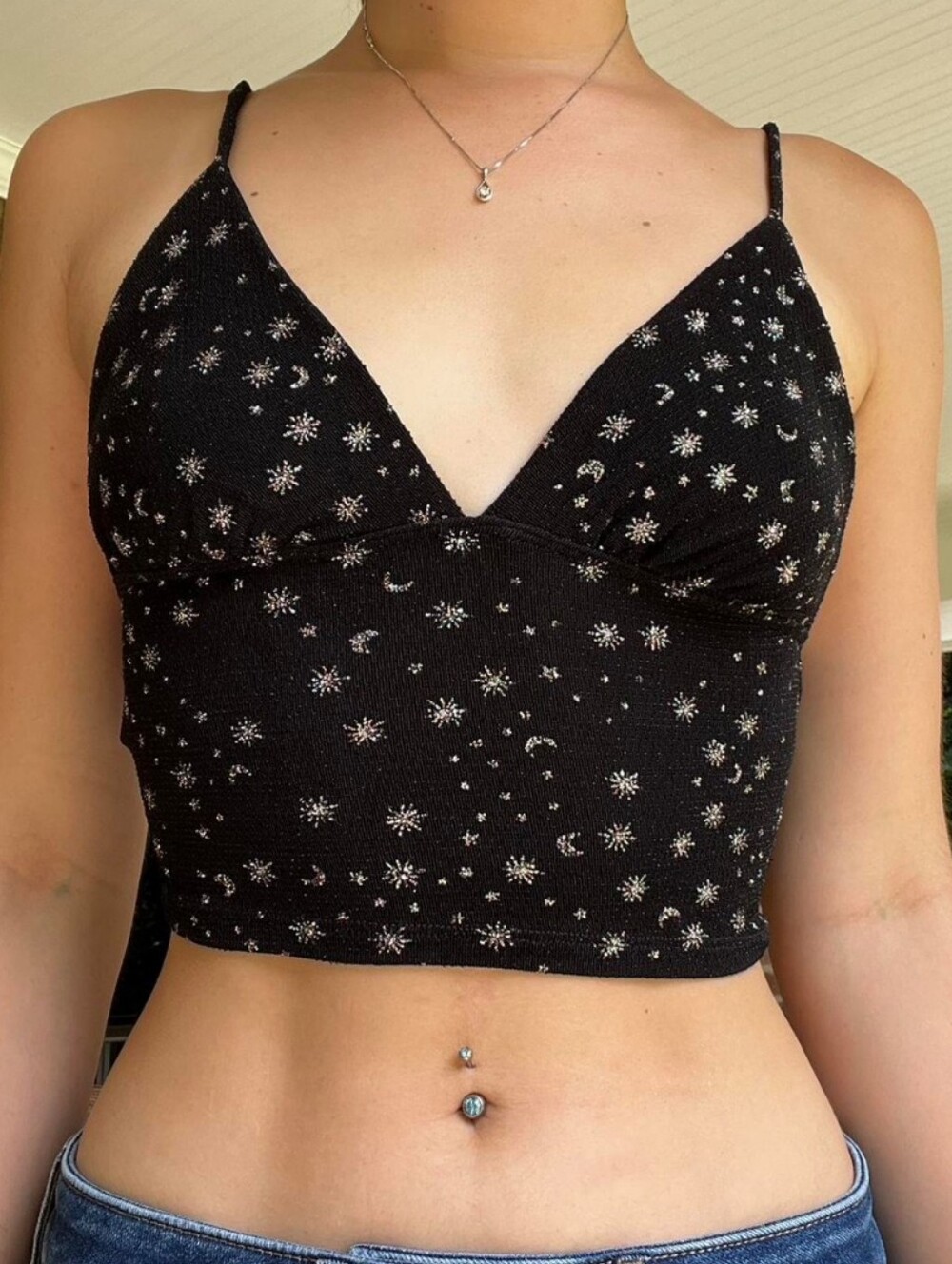 Urban Outfitters Black Moon & Star Sparkle Camisole